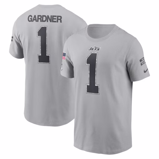 Ahmad Sauce Gardner New York Jets Nike 2024 Salute To Service Name & Number T-Shirt – Gray
