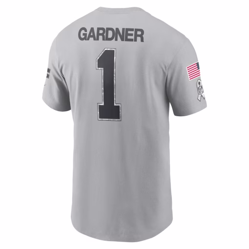 Ahmad Sauce Gardner New York Jets Nike 2024 Salute To Service Name & Number T-Shirt – Gray - Image 2
