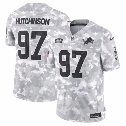 Aidan Hutchinson Detroit Lions Nike 2024 Salute to Service Limited Jersey – Arctic Camo