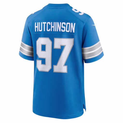 Aidan Hutchinson Detroit Lions Nike Game Jersey – Blue - Image 3