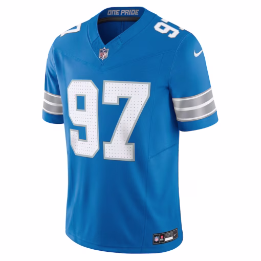 Aidan Hutchinson Detroit Lions Nike Vapor F.U.S.E. Limited Jersey – Blue - Image 2