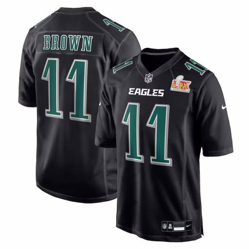 A.J. Brown Philadelphia Eagles Nike Super Bowl LIX Fashion Game Player Jersey – Carbon Black