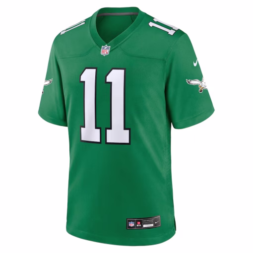 Men’s Philadelphia Eagles A.J. Brown Nike Kelly Green Alternate Game Player Jersey - Image 2