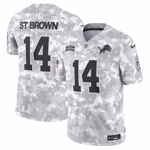 Amon-Ra St. Brown Detroit Lions Nike 2024 Salute to Service Limited Jersey – Arctic Camo