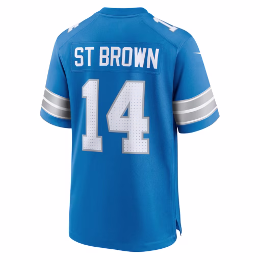 Amon-Ra St. Brown Detroit Lions Nike Game Jersey – Blue - Image 3