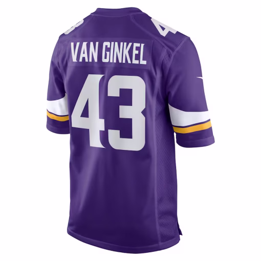 Andrew Van Ginkel Minnesota Vikings Nike Team Game Jersey – Purple - Image 3