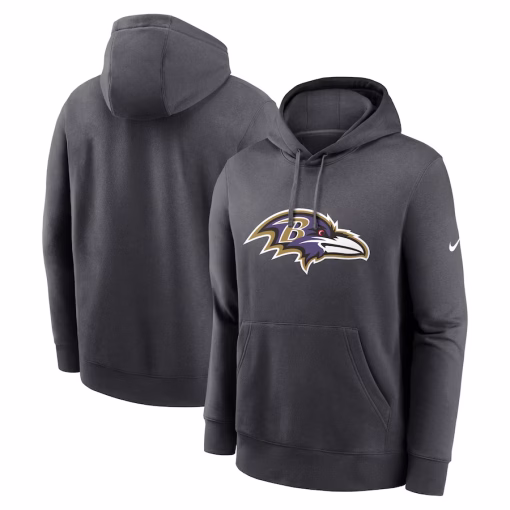 Baltimore Ravens Nike Club Logo Pullover Hoodie – Anthracite