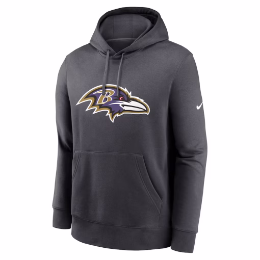 Baltimore Ravens Nike Club Logo Pullover Hoodie – Anthracite - Image 2
