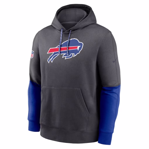 Buffalo Bills Nike 2024 Sideline Club Pullover Hoodie – Anthracite - Image 2