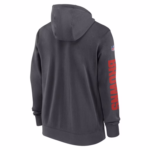 Cleveland Browns Nike 2024 Sideline Club Full-Zip Hoodie – Anthracite - Image 3