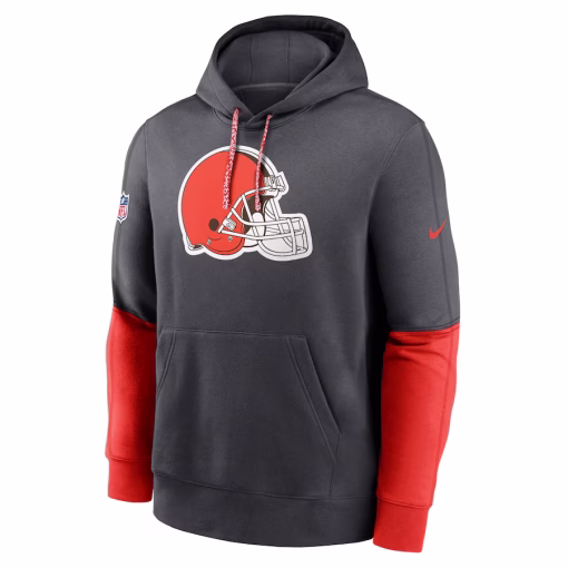 Cleveland Browns Nike 2024 Sideline Club Pullover Hoodie – Anthracite - Image 2