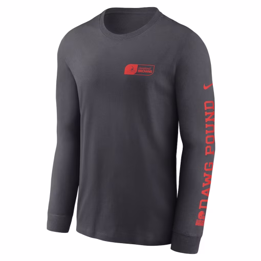 Cleveland Browns Nike All Out Long Sleeve T-Shirt – Anthracite - Image 2
