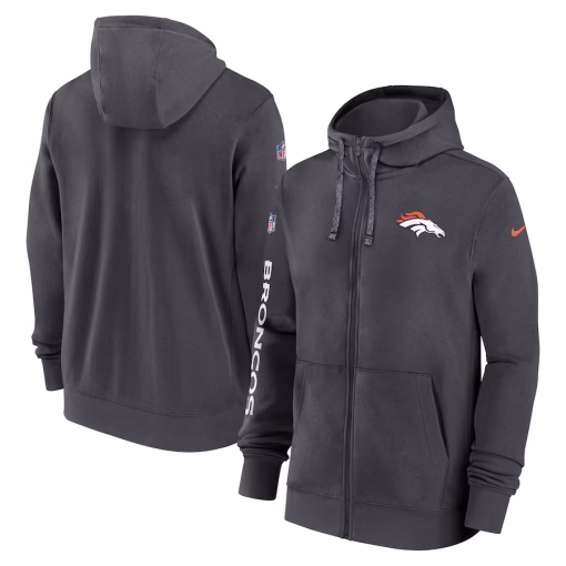 Denver Broncos Nike 2024 Sideline Club Full-Zip Hoodie – Anthracite