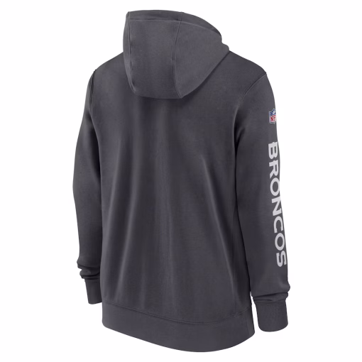 Denver Broncos Nike 2024 Sideline Club Full-Zip Hoodie – Anthracite - Image 3
