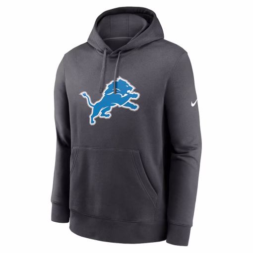 Detroit Lions Nike Club Logo Pullover Hoodie – Anthracite - Image 2