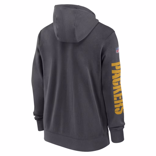 Men’s Green Bay Packers Nike Anthracite 2024 Sideline Club Full-Zip Hoodie - Image 3