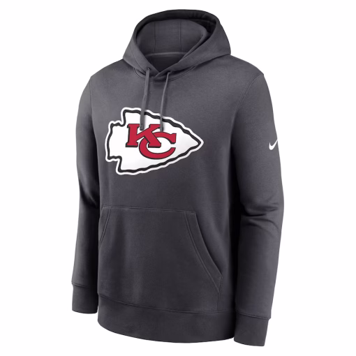 Men’s Kansas City Chiefs Nike Anthracite Club Logo Pullover Hoodie - Image 2