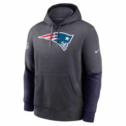 New England Patriots Nike 2024 Sideline Club Pullover Hoodie – Anthracite - Image 2