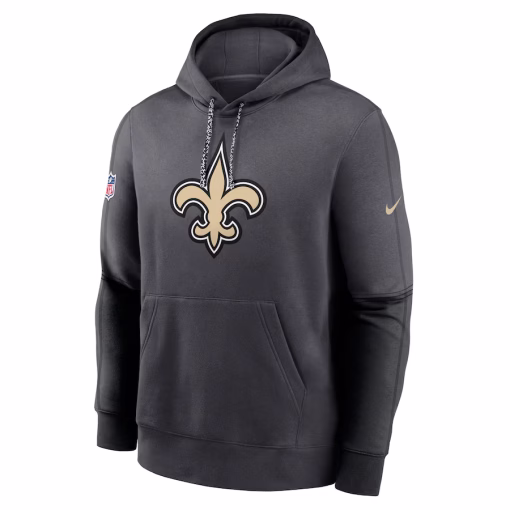 New Orleans Saints Nike 2024 Sideline Club Pullover Hoodie – Anthracite - Image 2