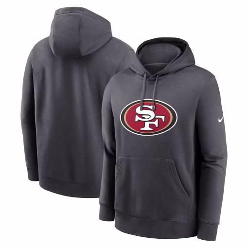 San Francisco 49ers Nike Club Logo Pullover Hoodie – Anthracite