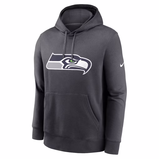 Seattle Seahawks Nike Club Logo Pullover Hoodie – Anthracite - Image 2