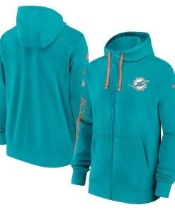 Miami Dolphins Nike 2024 Sideline Club Full-Zip Hoodie – Aqua