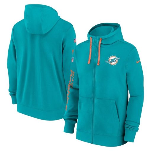Miami Dolphins Nike 2024 Sideline Club Full-Zip Hoodie – Aqua