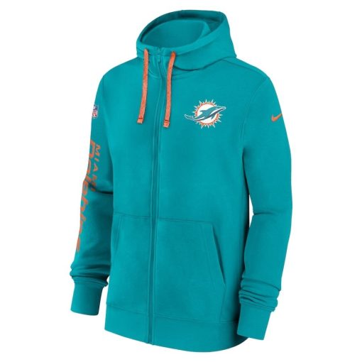 Miami Dolphins Nike 2024 Sideline Club Full-Zip Hoodie – Aqua - Image 2
