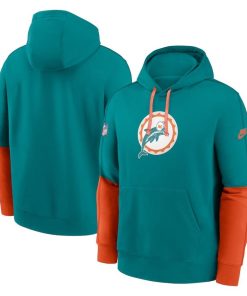 Miami Dolphins Nike Throwback Logo Club Tri-Blend Pullover Hoodie – Aqua
