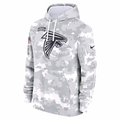 Atlanta Falcons Nike 2024 Salute to Service Club Fleece Pullover Hoodie – Arctic Camo - Image 2