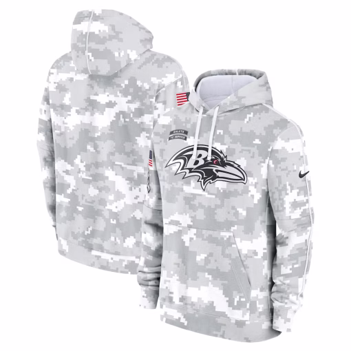 Baltimore Ravens Nike 2024 Salute to Service Club Fleece Pullover Hoodie – Arctic Camo