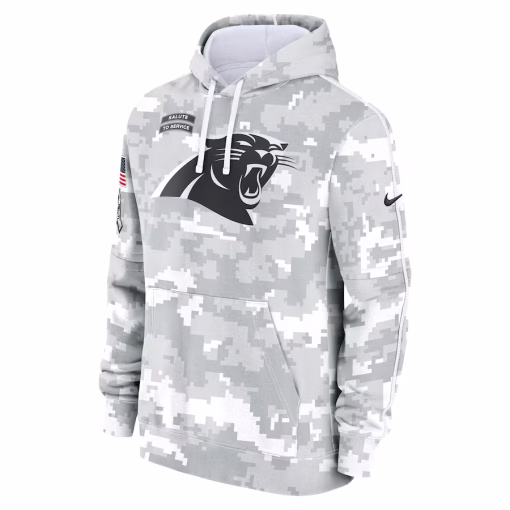 Carolina Panthers Nike 2024 Salute to Service Club Fleece Pullover Hoodie – Arctic Camo - Image 2