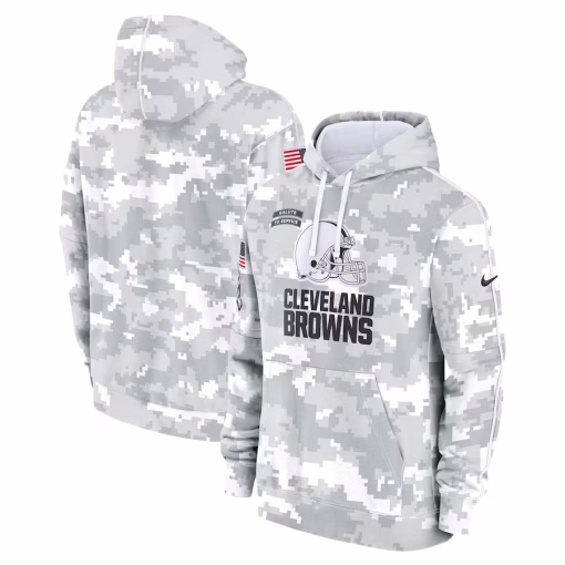Cleveland Browns Nike 2024 Salute to Service Club Fleece Pullover Hoodie – Arctic Camo