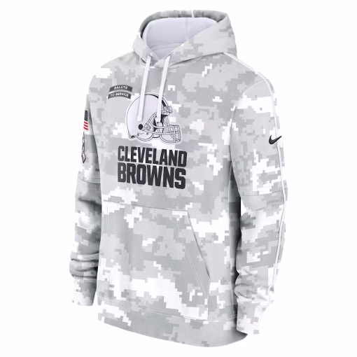 Cleveland Browns Nike 2024 Salute to Service Club Fleece Pullover Hoodie – Arctic Camo - Image 2