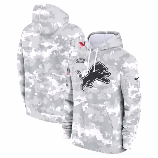 Detroit Lions Nike 2024 Salute to Service Club Fleece Pullover Hoodie – Arctic Camo