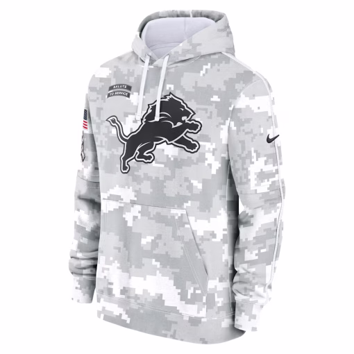 Detroit Lions Nike 2024 Salute to Service Club Fleece Pullover Hoodie – Arctic Camo - Image 2