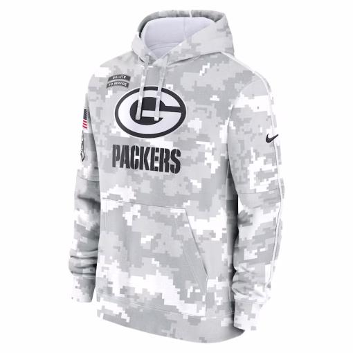 Youth Green Bay Packers Nike White/Gray 2024 Salute To Service Pullover Hoodie - Image 2