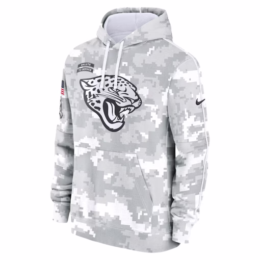 Jacksonville Jaguars Nike 2024 Salute to Service Club Fleece Pullover Hoodie – Arctic Camo - Image 2