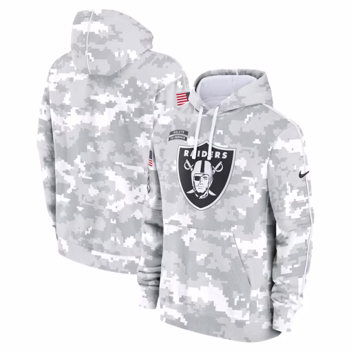 Las Vegas Raiders Nike 2024 Salute to Service Club Fleece Pullover Hoodie – Arctic Camo