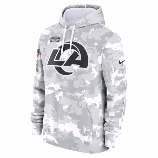 Los Angeles Rams Nike 2024 Salute to Service Club Fleece Pullover Hoodie – Arctic Camo - Image 3