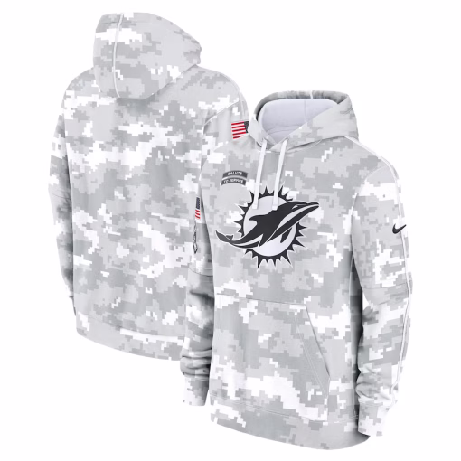 Miami Dolphins Nike 2024 Salute to Service Club Fleece Pullover Hoodie – Arctic Camo