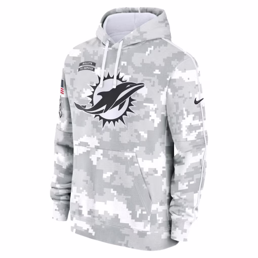 Miami Dolphins Nike 2024 Salute to Service Club Fleece Pullover Hoodie – Arctic Camo - Image 2