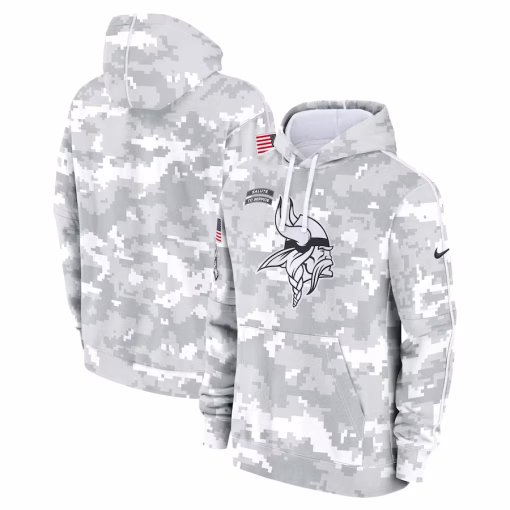Minnesota Vikings Nike 2024 Salute to Service Club Fleece Pullover Hoodie – Arctic Camo