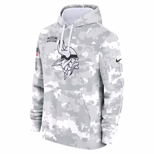 Minnesota Vikings Nike 2024 Salute to Service Club Fleece Pullover Hoodie – Arctic Camo - Image 2