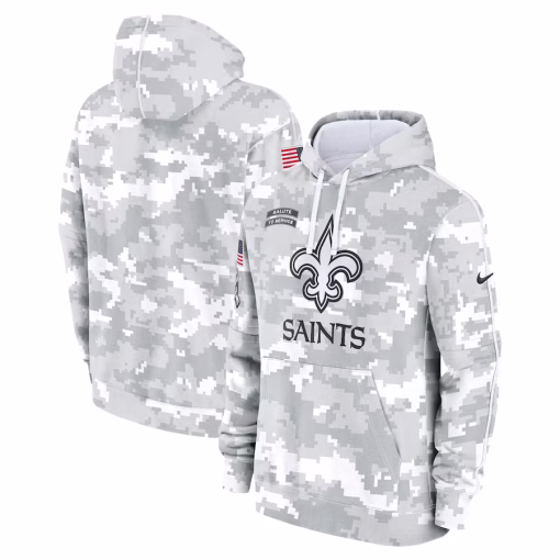 New Orleans Saints Nike 2024 Salute to Service Club Fleece Pullover Hoodie – Arctic Camo