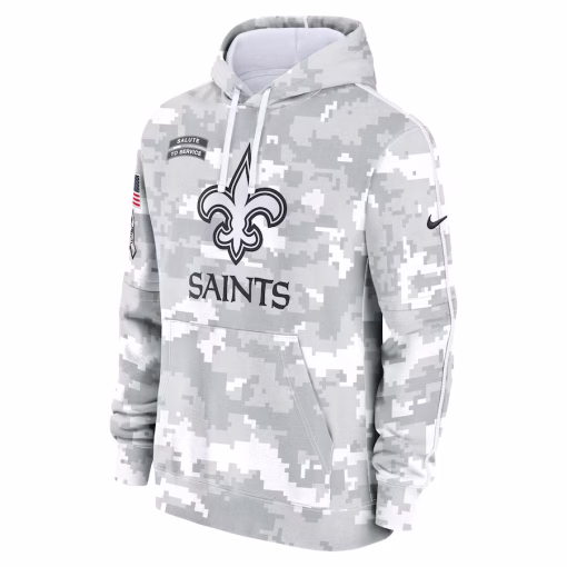 New Orleans Saints Nike 2024 Salute to Service Club Fleece Pullover Hoodie – Arctic Camo - Image 2
