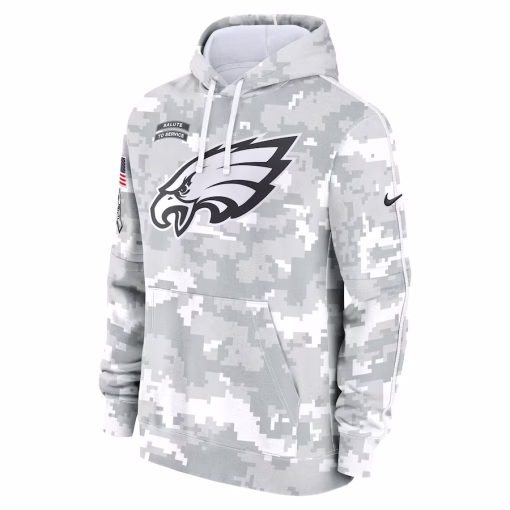 Men’s Philadelphia Eagles Nike Arctic Camo 2024 Salute To Service Big & Tall Club Fleece Pullover Hoodie - Image 2