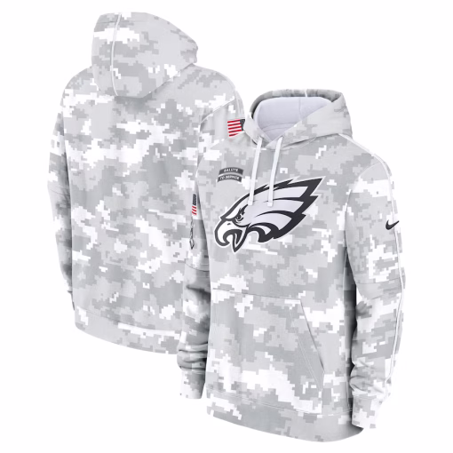 Men’s Philadelphia Eagles Nike Arctic Camo 2024 Salute to Service Club Fleece Pullover Hoodie