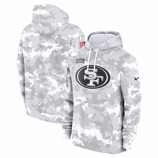 San Francisco 49ers Nike 2024 Salute to Service Club Fleece Pullover Hoodie – Arctic Camo