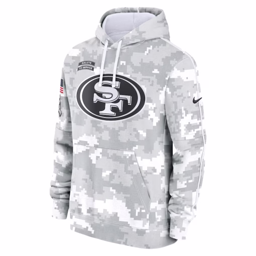 San Francisco 49ers Nike 2024 Salute to Service Club Fleece Pullover Hoodie – Arctic Camo - Image 2